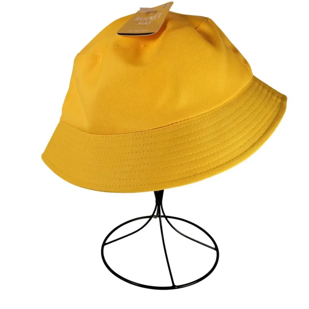 Yellow Bucket Hat Adult Novelty Cap Lightweight Solid Color Summer Sun Unlined
